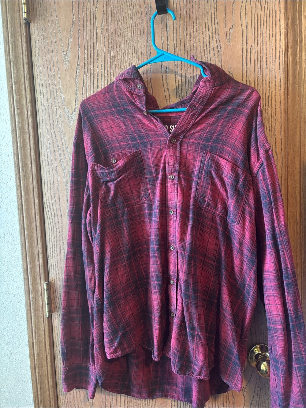 Mossimo Supply Co. Red Plaid Button-Down Shirt